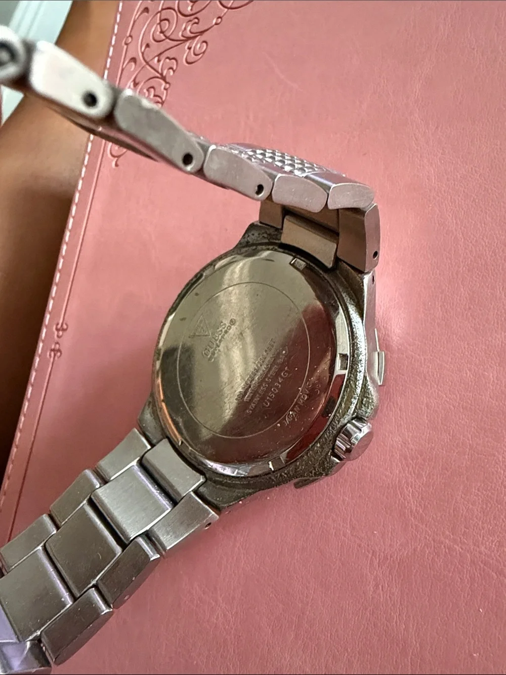 Watch on pink background